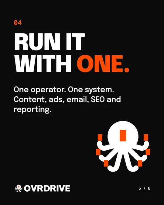 Ovrdrive carousel slide: Run it with one. One operator, one system.